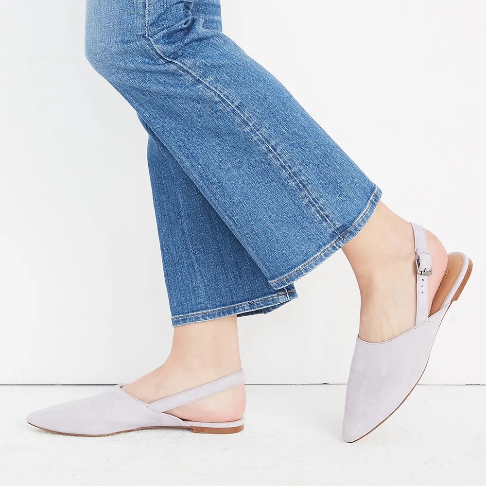Women Madewell pointy toe The Remi Slingback Flat In Suede Sz 7